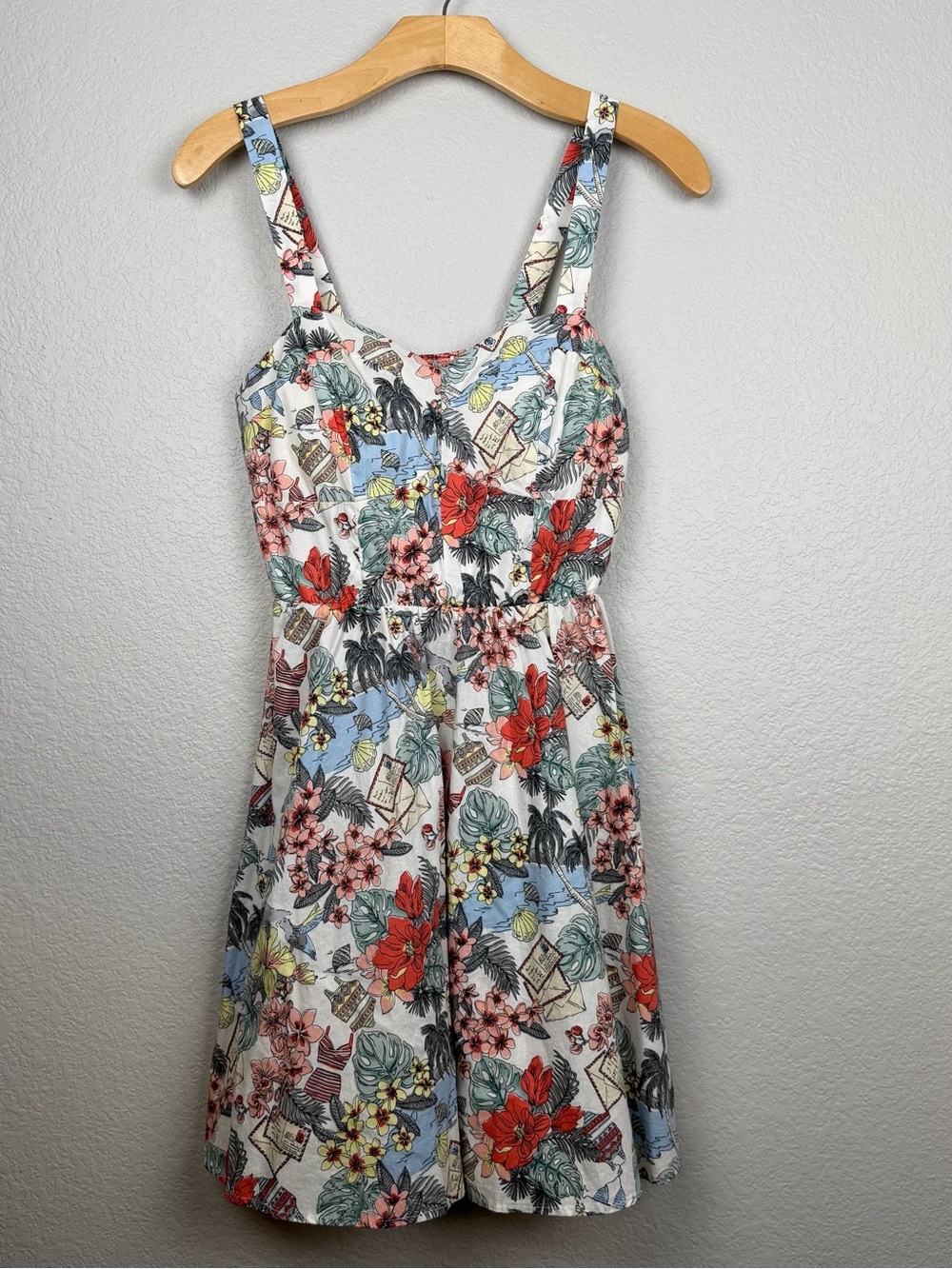 Spaghetti Strap Floral Tropical Sundress